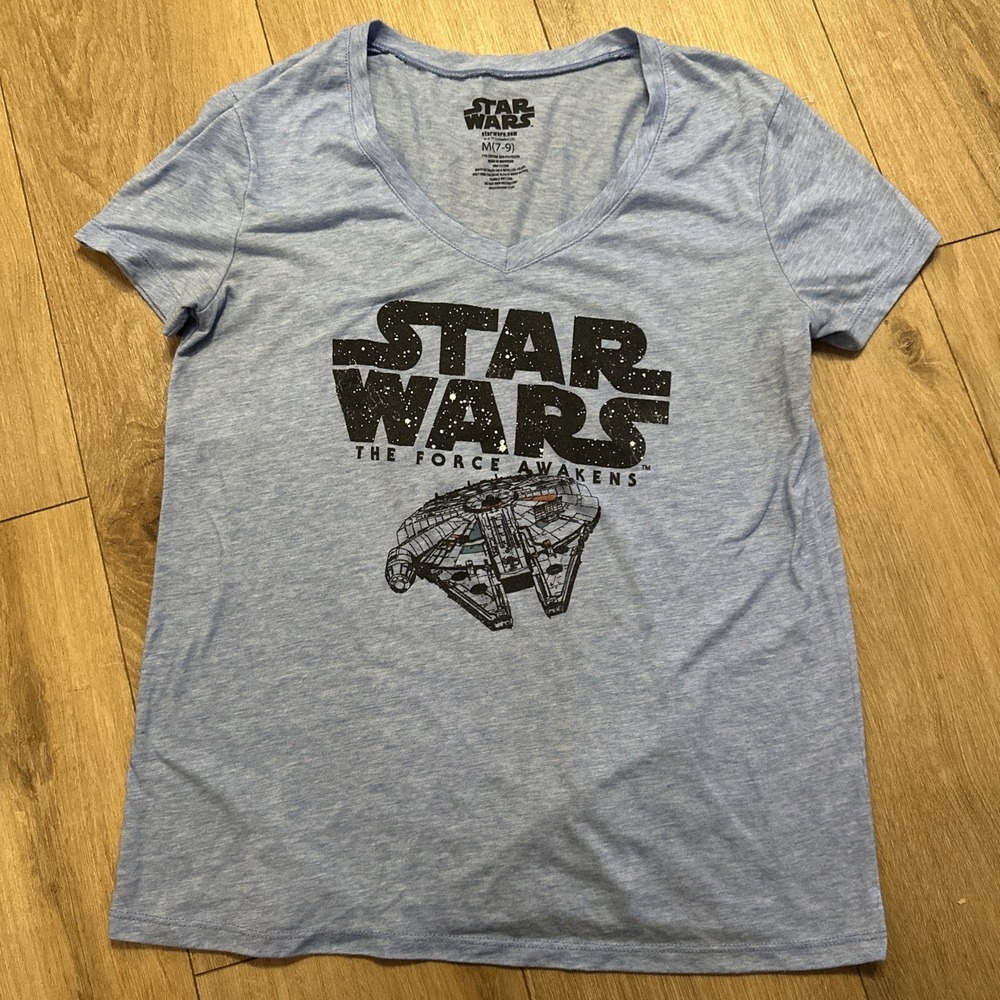 Star‎ Wars "The Force Awakens" Juniors V Neck Tee Size M(7-9) Blue